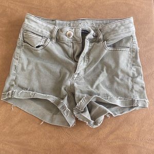 Green mid rise super stretch shorts